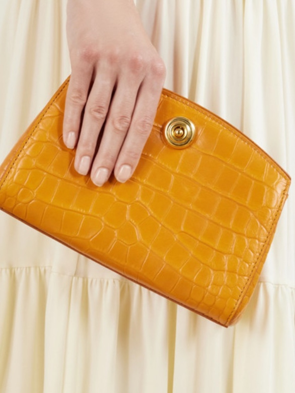 Liffner Croc Effect Pushlock Clutch in Mandarin